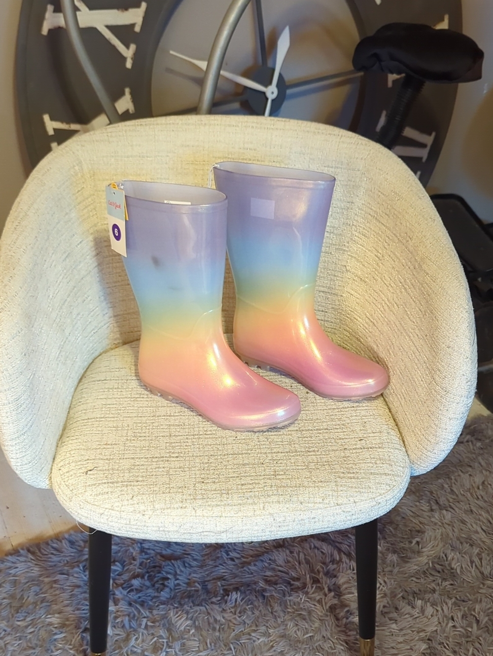 Cat & Jack Kids Rainbow Ombre Rain Boots - Purple, Blue, Yellow, Pink